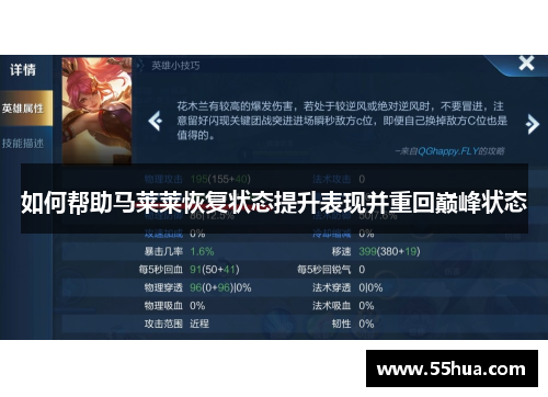 如何帮助马莱莱恢复状态提升表现并重回巅峰状态